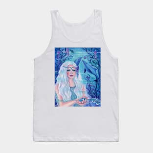 Pearl mermaid with dolphins by Renee Lavoie Tank Top